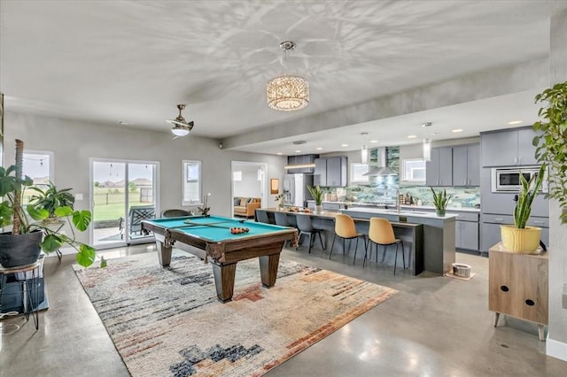 recreation room with pool table