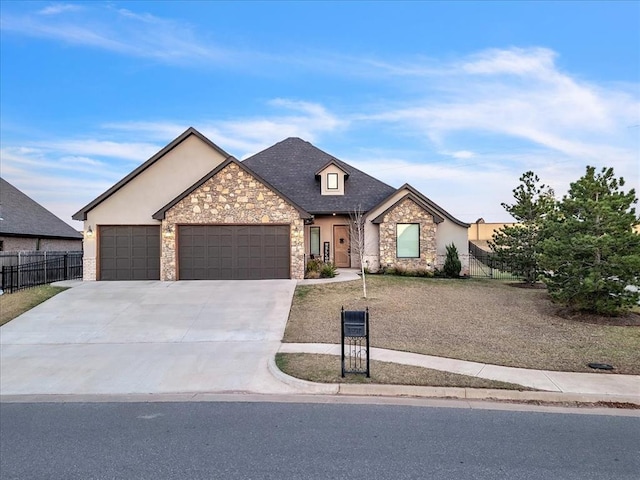 view of front of property with a garage