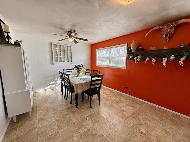 dining room with ceiling fan