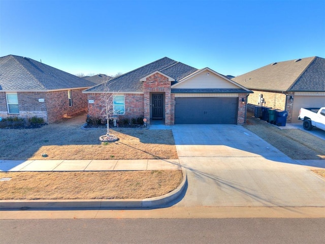 single story home with a garage