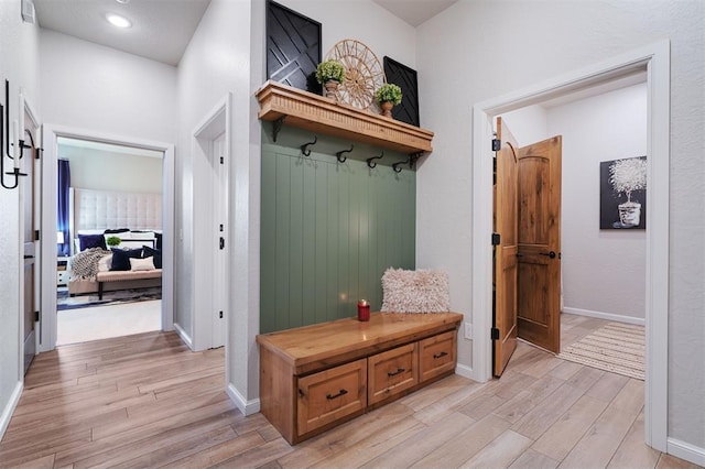 mudroom featuring light hardwood / wood-style flooring