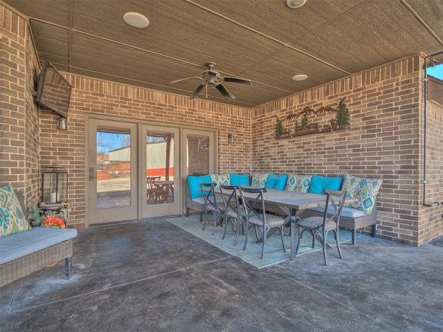 view of patio / terrace featuring outdoor lounge area and ceiling fan