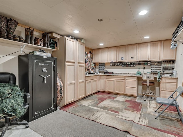 kitchen featuring light brown cabinets