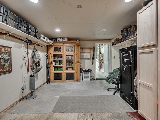 interior space featuring a wall mounted air conditioner