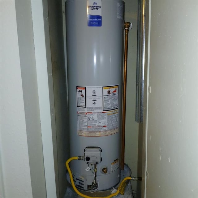 utility room with water heater