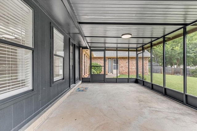 view of unfurnished sunroom