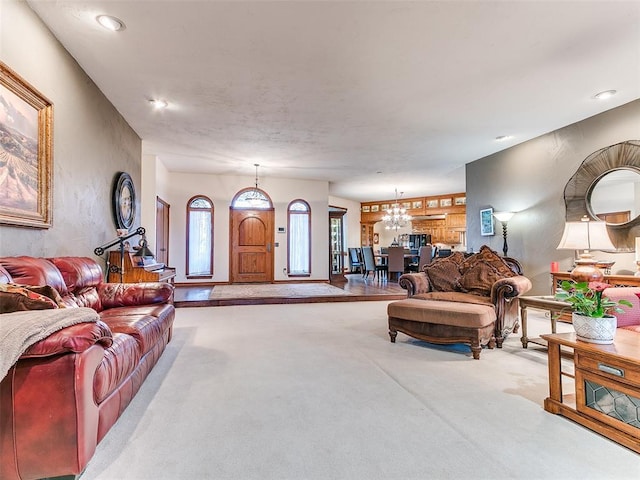 living room with concrete flooring