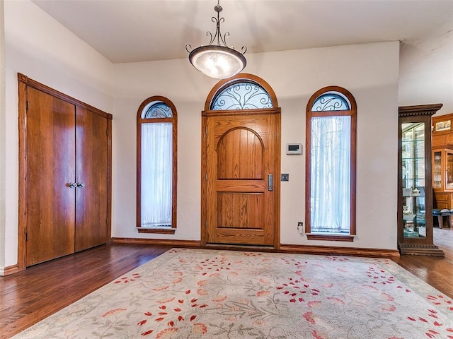 entryway featuring dark wood-type flooring