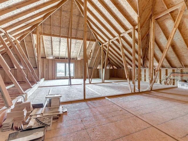 view of unfinished attic