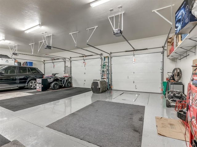 garage with a garage door opener