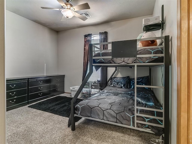 bedroom featuring carpet floors and ceiling fan