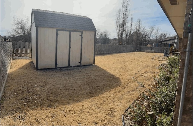 view of yard with a storage unit