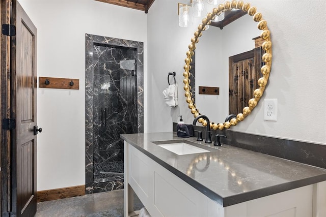 bathroom with vanity and concrete floors