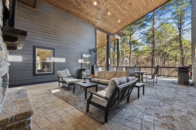 view of patio featuring area for grilling and an outdoor living space