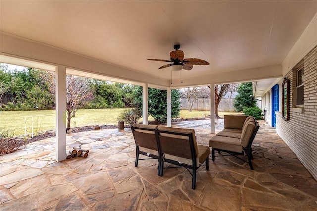 view of patio with ceiling fan