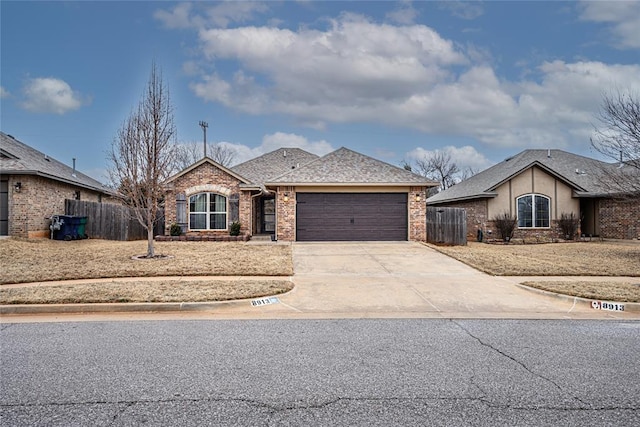 single story home with a garage