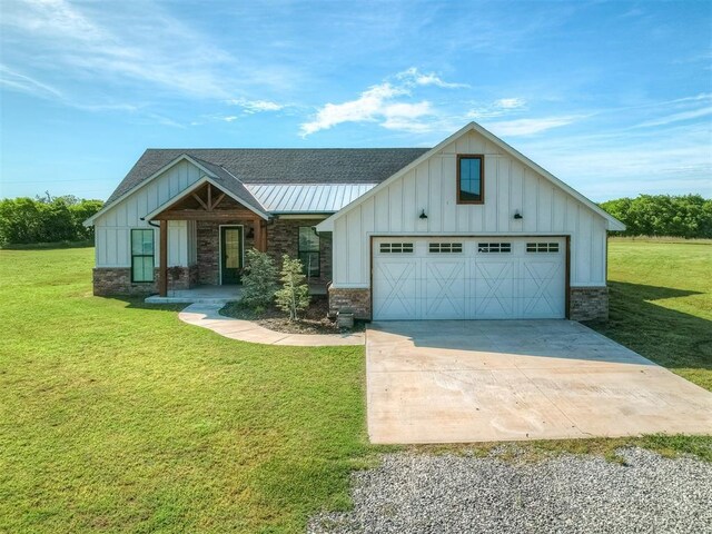 19001 Bobcat Ridge Ct, Cashion, OK 73016 - modern inspired farmhouse featuring board and batten siding, driveway, and a front lawn