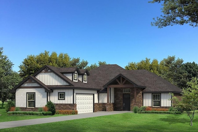 view of front facade featuring a garage and a front lawn