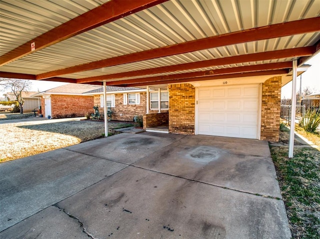 exterior space featuring a garage