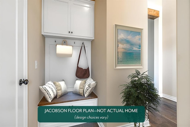 mudroom with hardwood / wood-style flooring