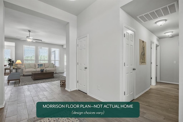 hall featuring hardwood / wood-style floors