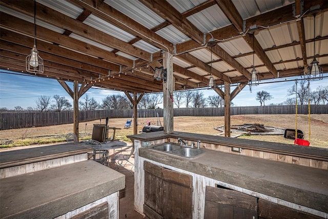 view of patio / terrace featuring sink