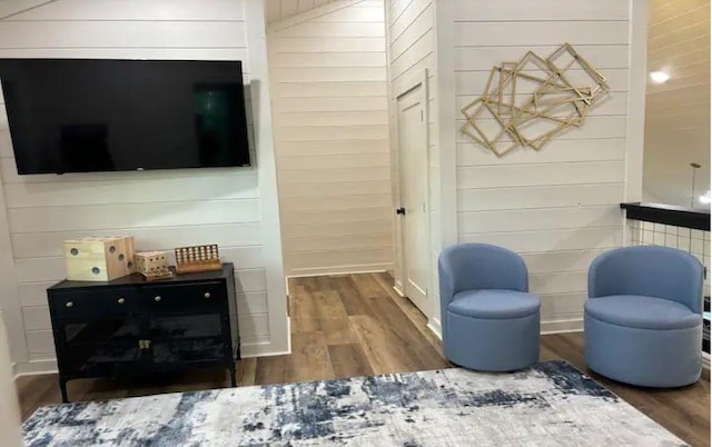 living room featuring dark hardwood / wood-style flooring