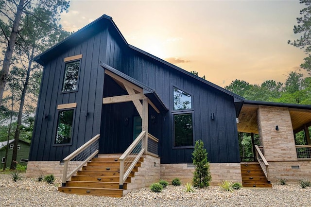 view of modern inspired farmhouse