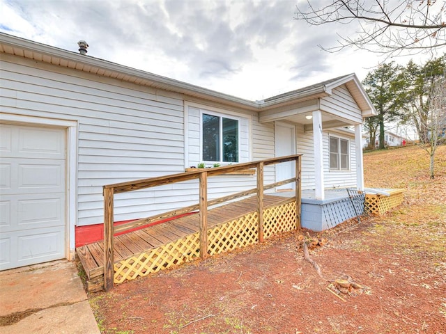 exterior space with a garage