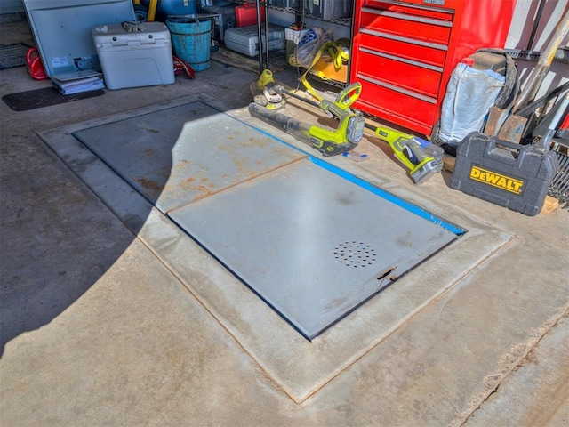 view of storm shelter