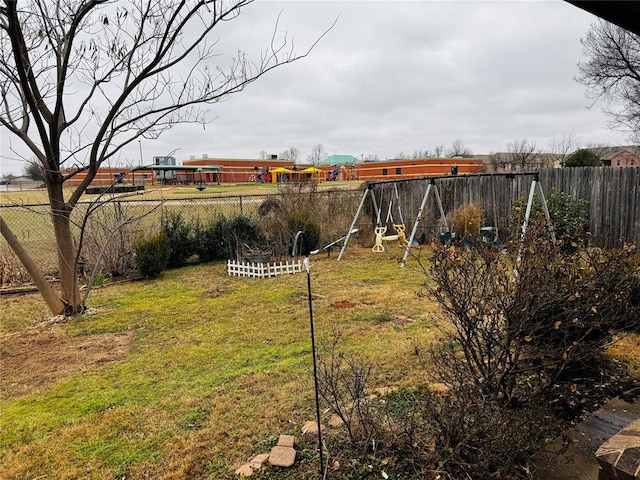 view of yard with a playground