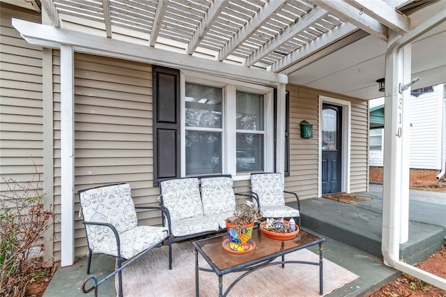 view of patio / terrace featuring a pergola