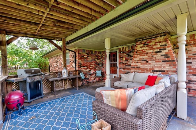 view of patio / terrace featuring grilling area and exterior kitchen