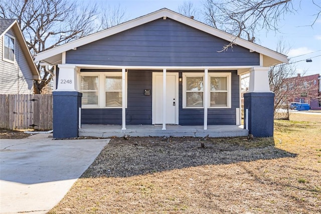 bungalow featuring covered porch