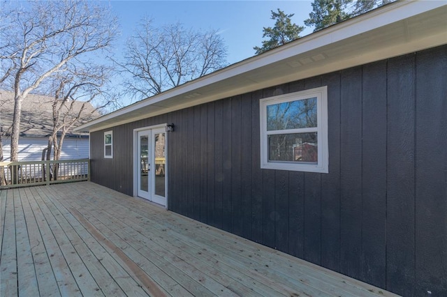 wooden deck with french doors