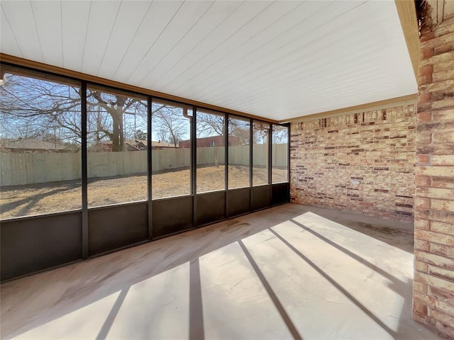 view of unfurnished sunroom