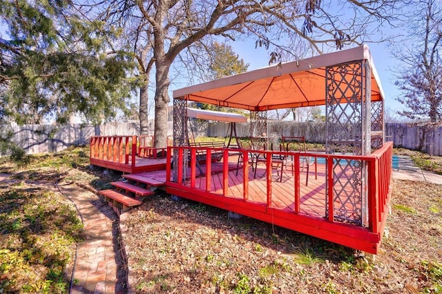 deck featuring a gazebo