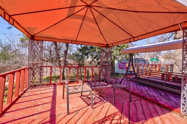 deck featuring a gazebo