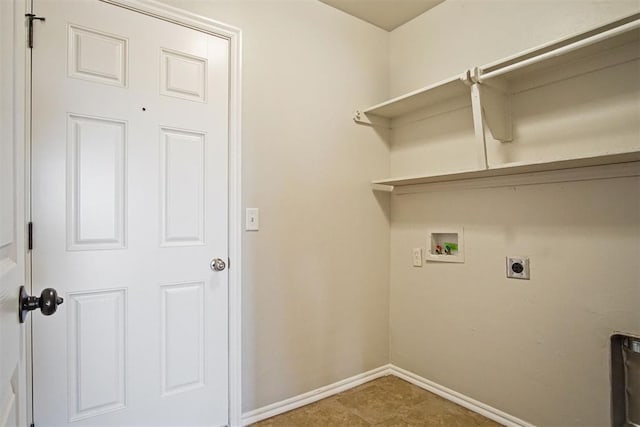 laundry area with washer hookup and hookup for an electric dryer