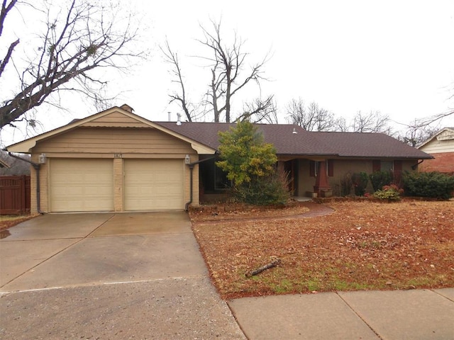 single story home with a garage