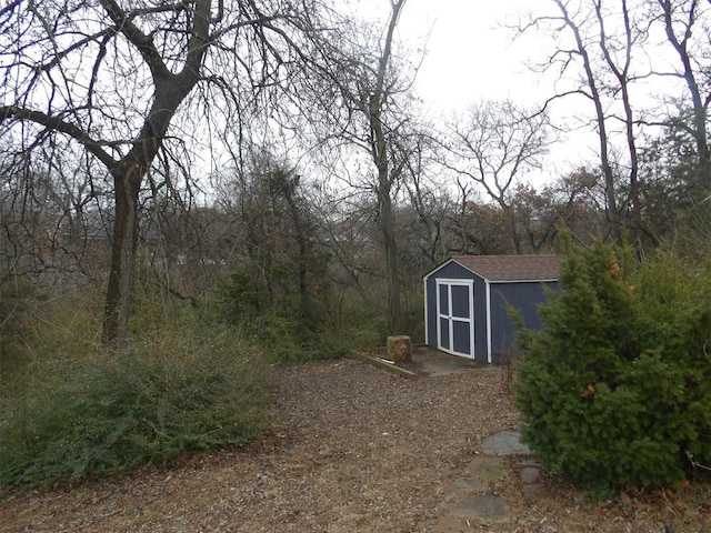 view of yard with a storage unit