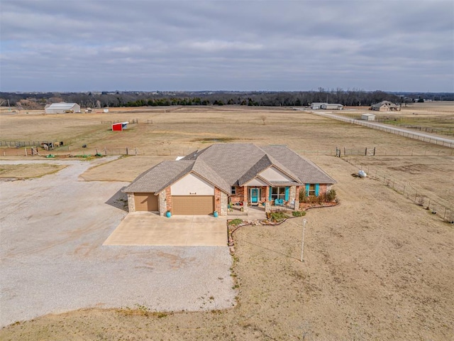 aerial view featuring a rural view