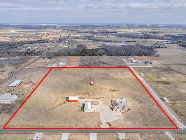 drone / aerial view featuring a rural view