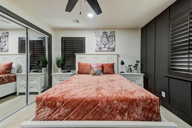 bedroom featuring ceiling fan