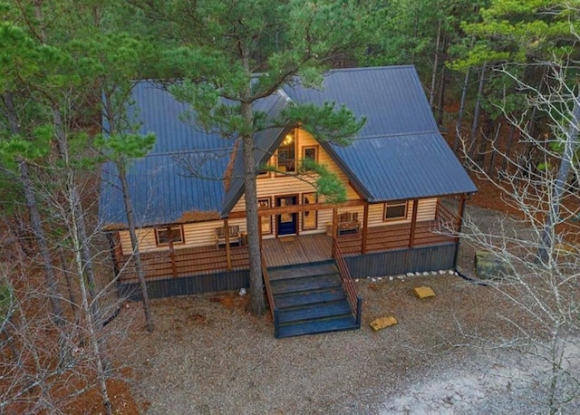 view of jungle gym with a porch