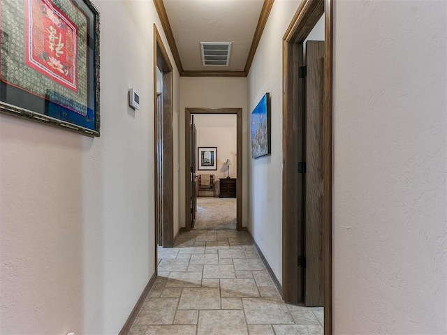 hallway with ornamental molding