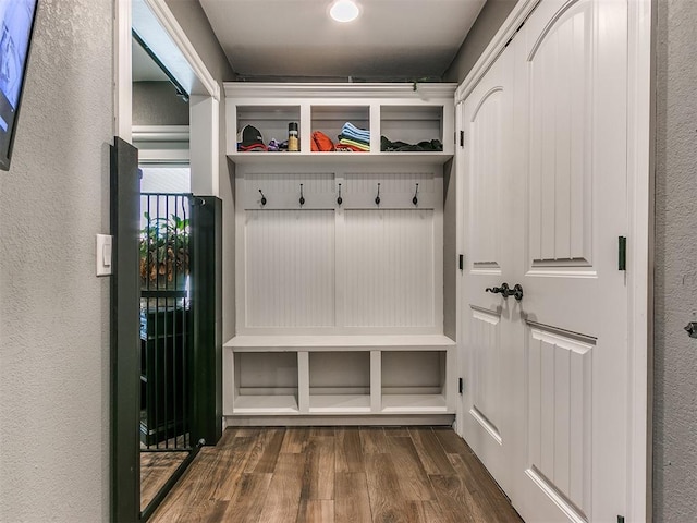 mudroom featuring dark hardwood / wood-style floors