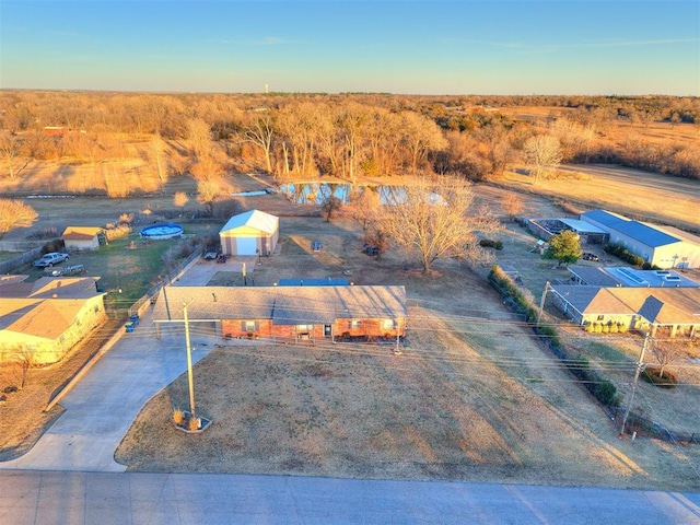 view of aerial view at dusk