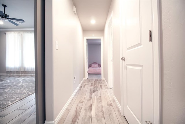 corridor featuring light wood-type flooring