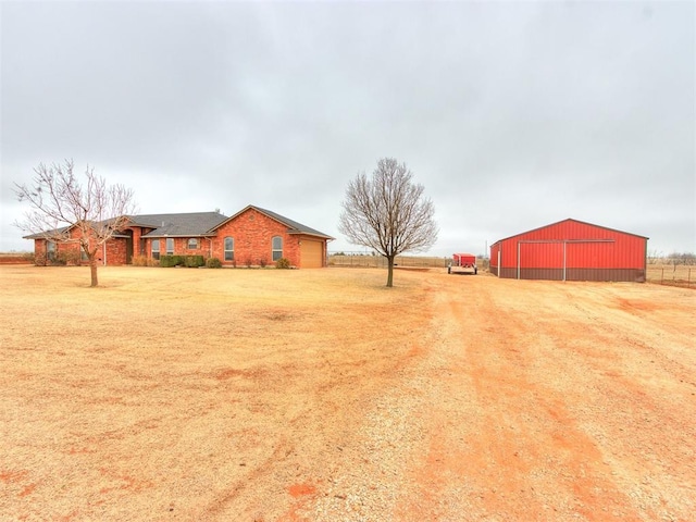 view of yard with a garage